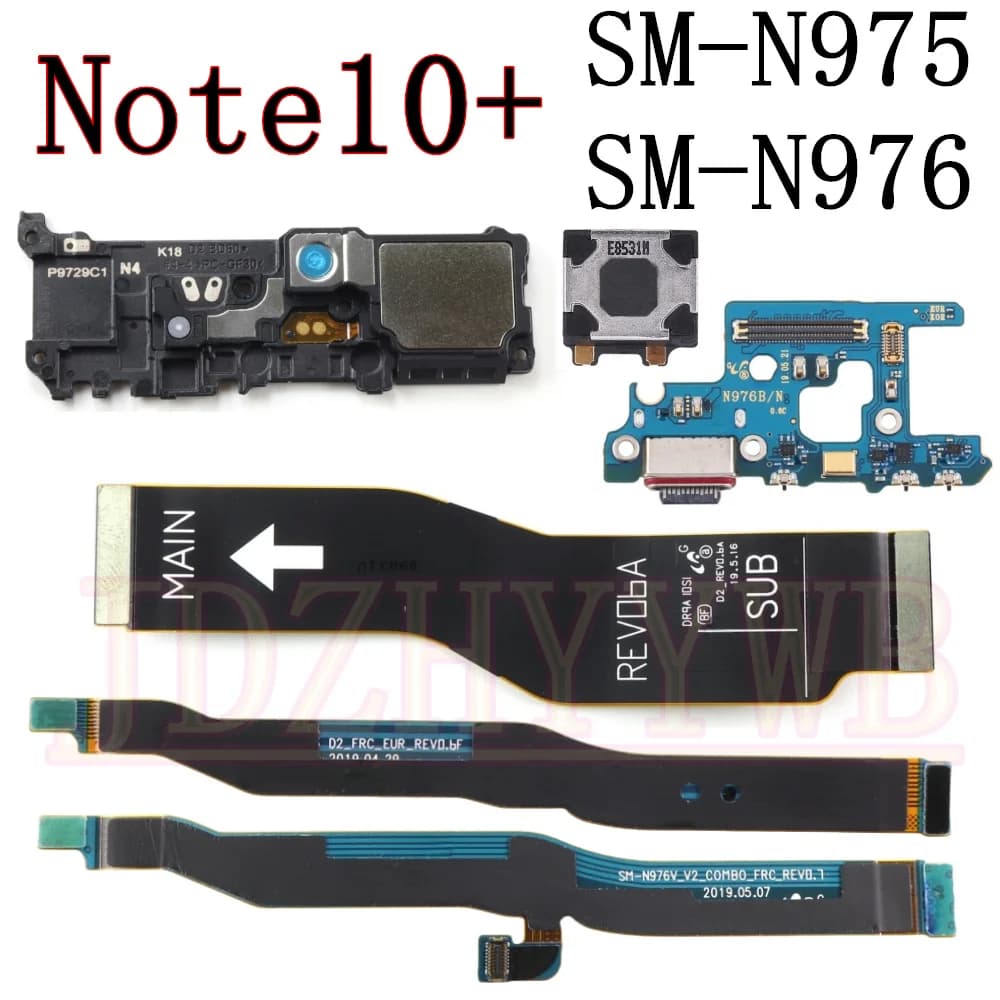 Earpiece Loudspeaker Charging Port Board For Samsung Note10+ Note 10+ 5G N976F N976B N975F LCD Signal Motherboard Flex Cable