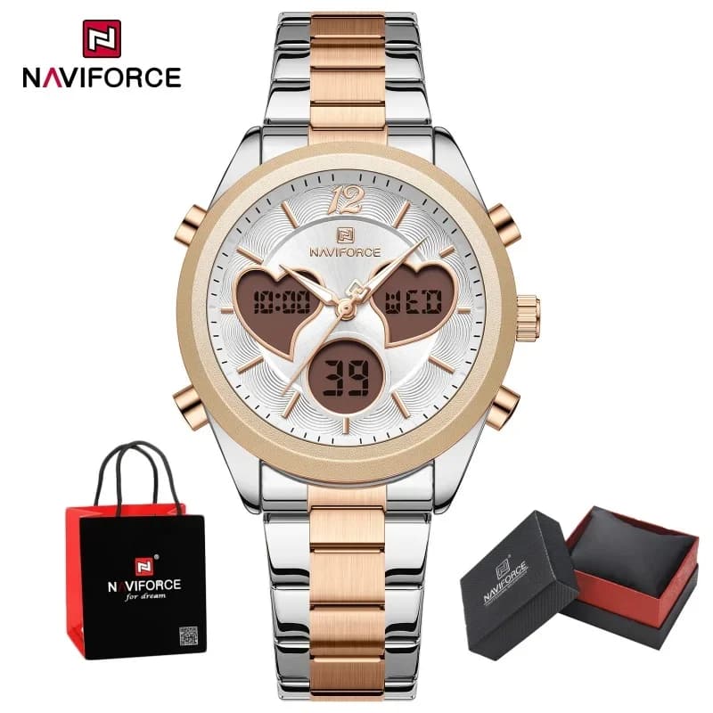 NAVIFORCE New Fashion Original Watch Steel Belt Women's Wrist Watch Simple Quartz Women's Casual Watch With Date