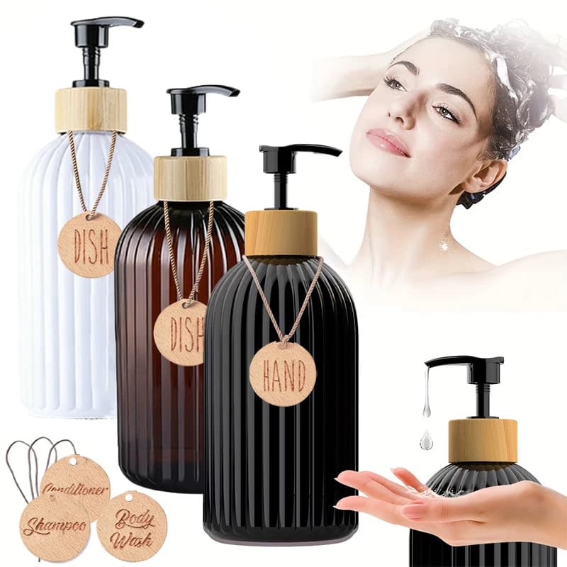 1/3Pcs 500ML Striped Bottles For Shampoo Body Wash And Conditioner Kitchen Bathroom Soap Dispenser Refillable Bottle-New