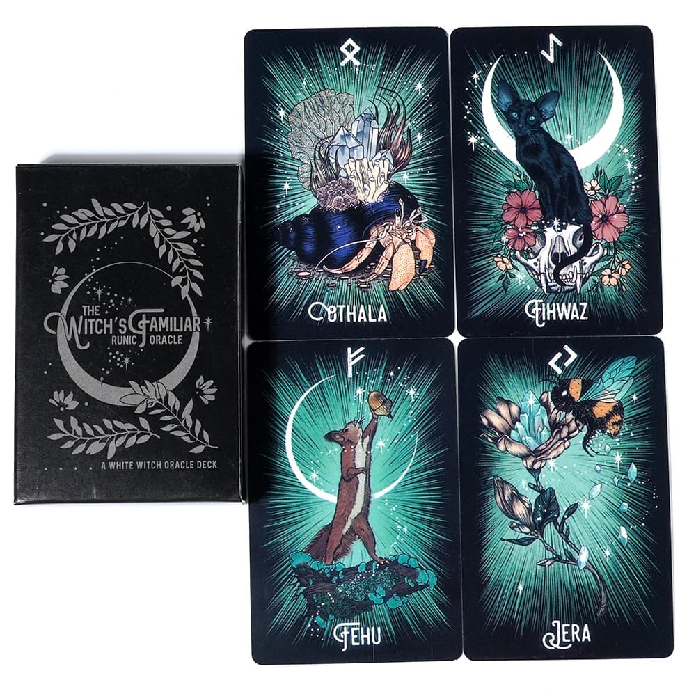 Oracolo runico familiare della strega 24 carte Mazzo di tarocchi indie Rune Carte rune Oracolo animale Carte dei tarocchi animali Rune vichinghe