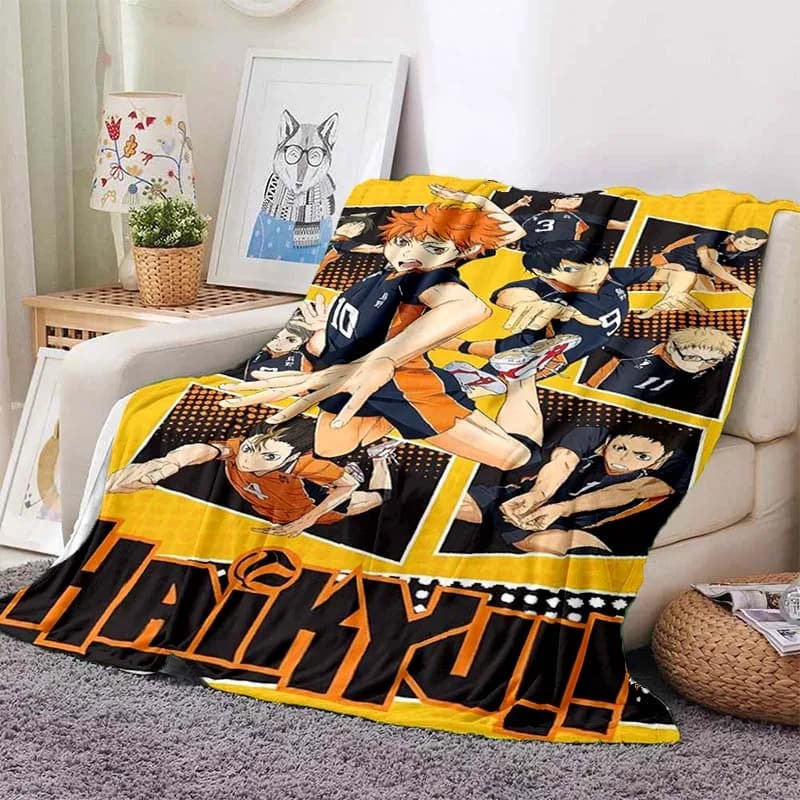 Haikyuu Anime Volleyball Print Flannel Blanket Ultra Soft Warm Cozy Throw For Bedroom Living Room Indoor Home Decor Holiday Gift