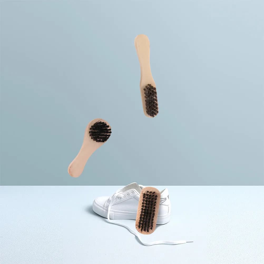 Kit per la Cura delle Scarpe con Spazzola per Stivali in Setole Naturali e Manico in Legno Robusto per Lucidare Stivali e Scarpe, Leggero e Portatile