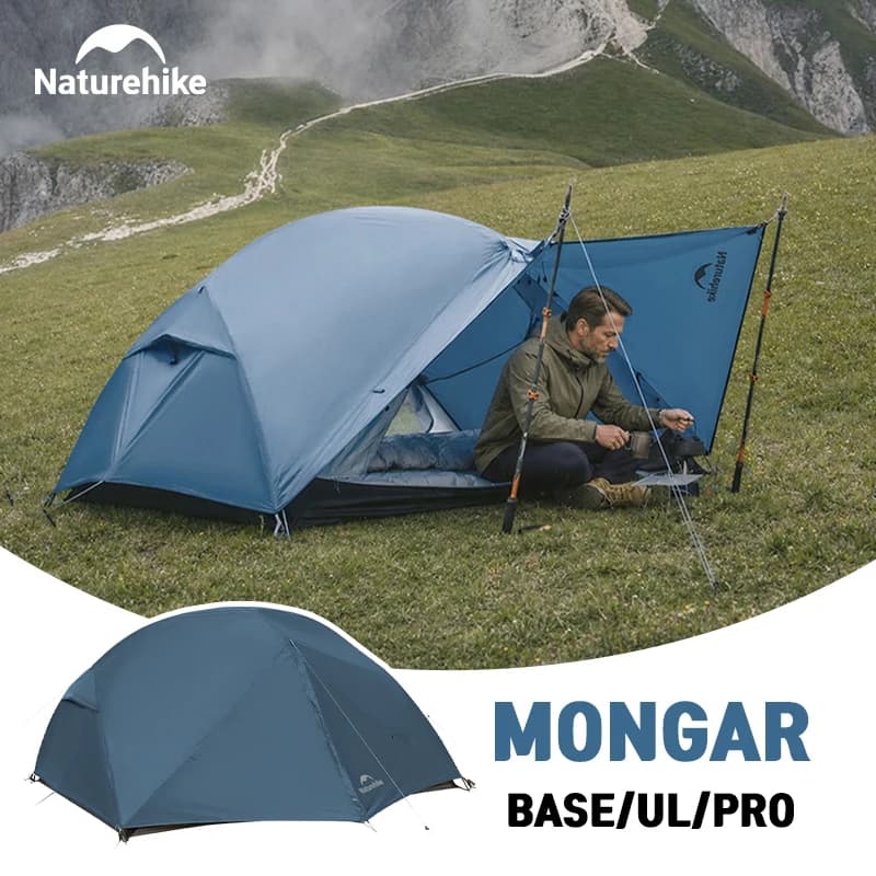 Naturehike Mongar 2 Tent 210T Polyester Camping Hiking Ultralight Waterproof 2 Person Backpacking Tent 3 Season Tent Outdoor