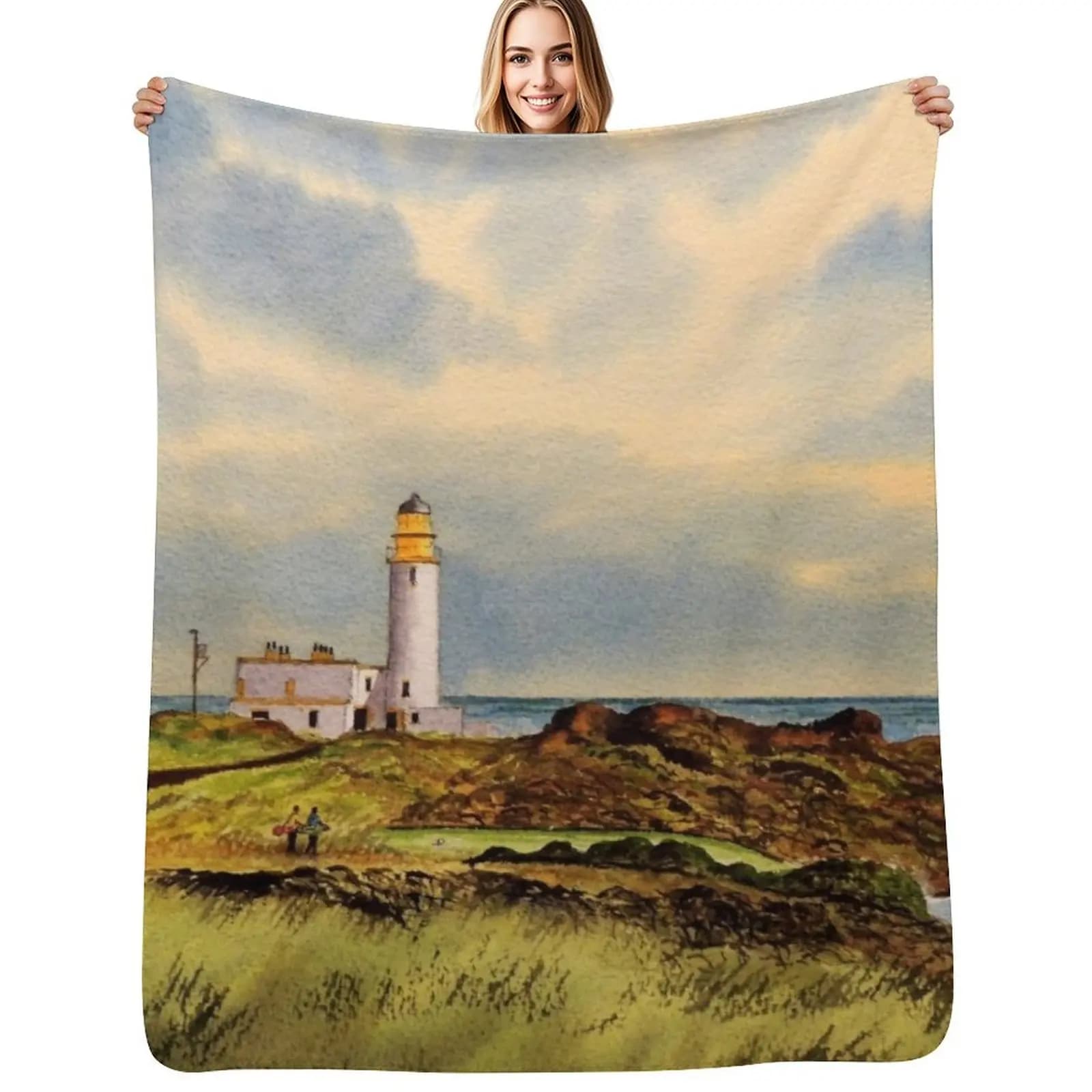 Coperta decorativa calda con motivo Turnberry Golf Course 9th Tee per la decorazione del soggiorno