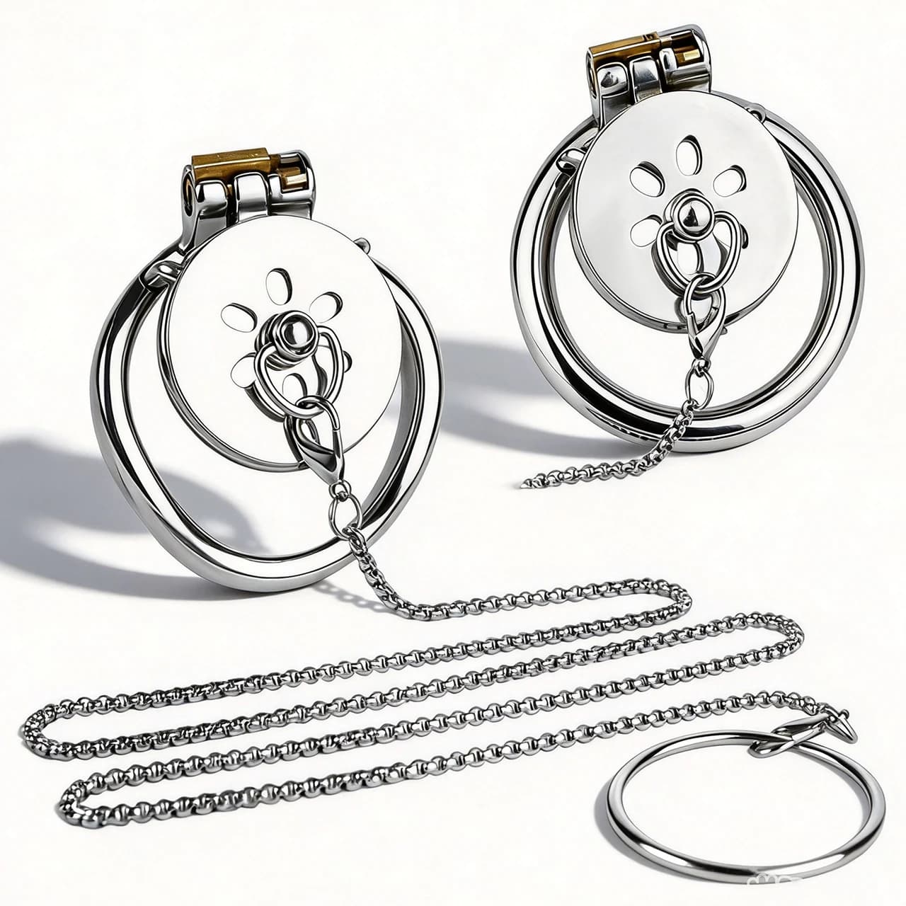 FRRK 2026 New Control Traction Chain With Stainless Steel Flat Male Chastity Cage Device For BDSM SM Denial Obey Sexual Pleasure