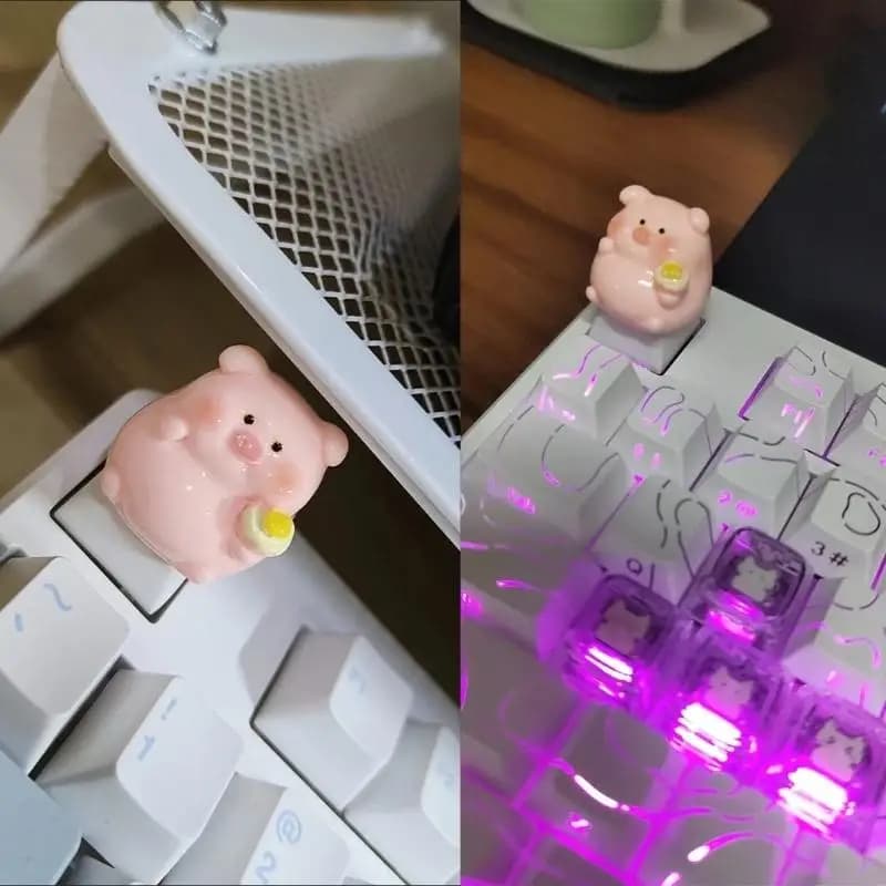 652F Adorabile copritasto a forma maiale cartone animato per tastiere meccaniche a stelo incrociato
