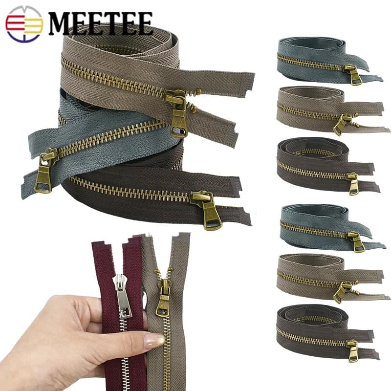 4/10 Pezzi 5 # Cerniera in Metallo 40-80cm, Cerniere a Fondo Aperto per Zaini e Tasche, Kit di Riparazione Fai-da-Te, Accessori per Cucito