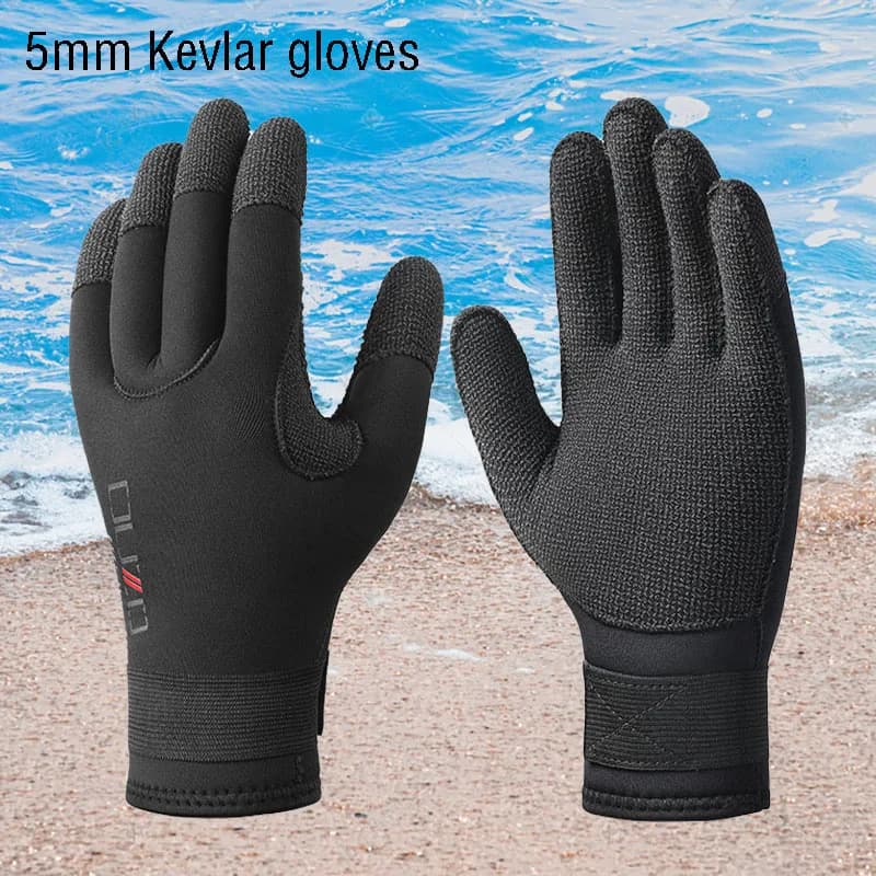 Nuovi guanti da immersione in Kevlar da 5 mm addensare guanti da muta in neoprene indossabili pesca subacquea surf kayak guanti da snorkeling