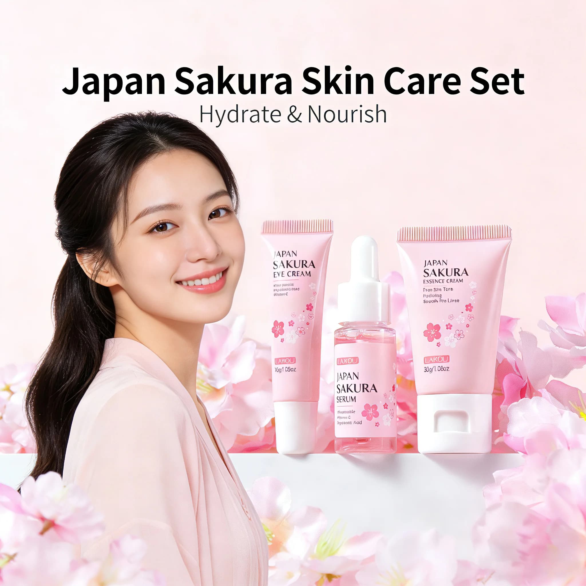 LAIKOU Leather Care Travel Set 3 Pieces: Eyes Around Cream, Faced Serum, Moisturizing Cream - Portable Mini Kit