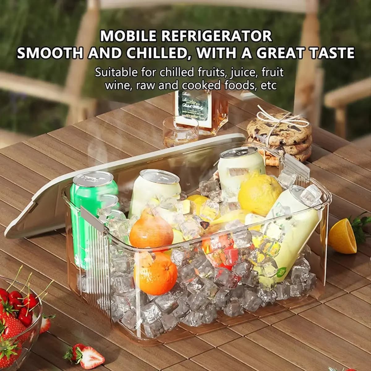 A45I Camping Food Storage Box - Sealed Fresh Keeping Container for Picnic, Travel & Outdoor Activities, Holds Fruits & Drinks