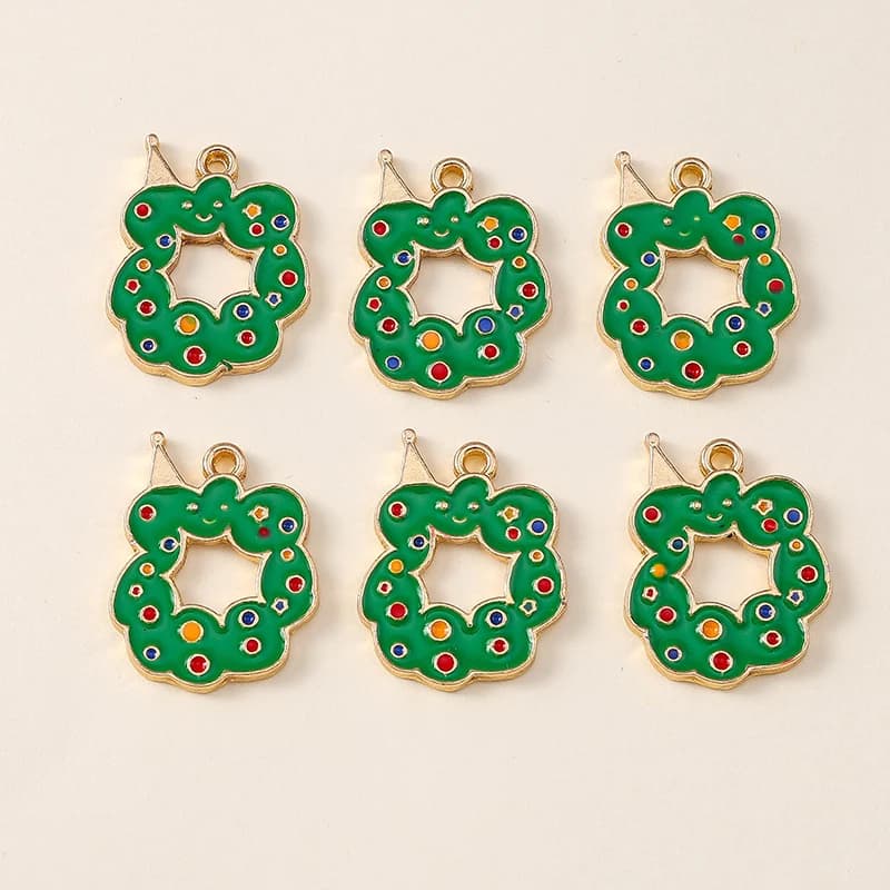 20 pz 17x22mm Smalto Sveglio Corona Di Natale Pendenti con Ciondoli per la Produzione di Gioielli Collane Orecchini Bracciale Accessori Regali FAI DA TE