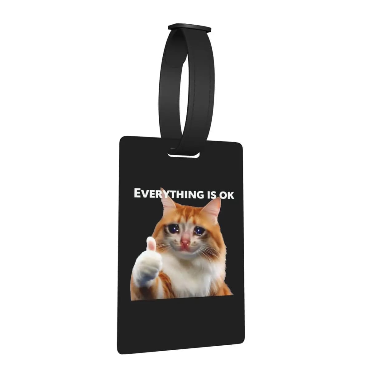 Etichette per Bagagli con Meme del Gatto Piangente 'Tutto Va Bene', Accessori per Valigie, Etichetta per Bagaglio da Viaggio, Porta Etichetta con Nome e Indirizzo