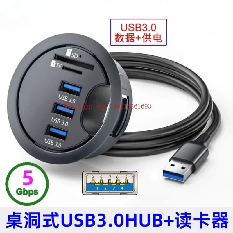 Limited Offer Table Hole Embedded USB 3.0 Docking Station Usb/SD/TF Card Reader Docking Station Memory Card