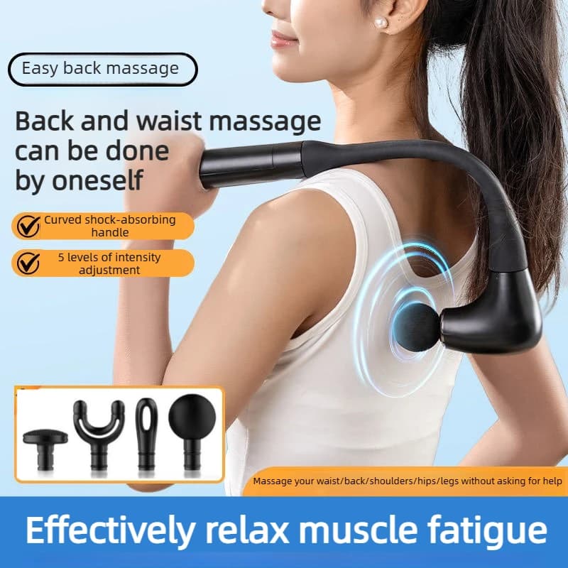 New fascia gun multifunctional massage hammer curved hook handheld electric intramuscular meridian massager 4-piece portable