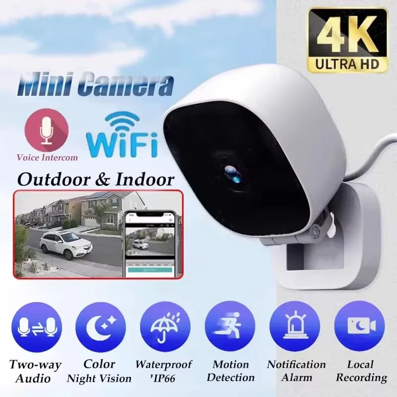 Mini WiFi 4K IP Camera/AP Remote Monitor Cloud Storage Bidirectional Audio Motion Detection Camera Surveillance Security Camera 2025