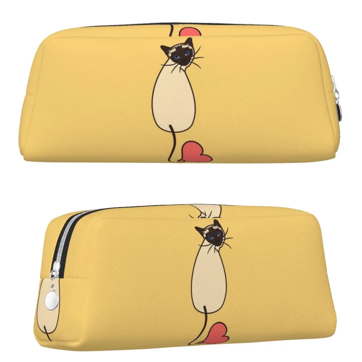 Love Siamese Cat-Yellow Pencil Cases for Student Gifts Pen Box Pencil Bag Pencil Pouch Storage Stationery Supplies