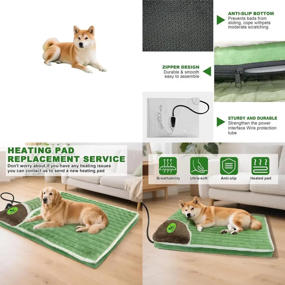 Letto per cani di lusso in memory foam con riscaldamento a doppia certificazione, 32x20x2 pollici, peluche e accogliente per cuccioli da interno