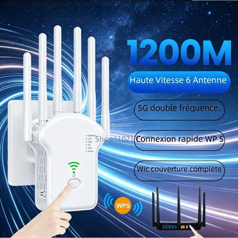 Nuovo Ripetitore WiFi Dual Band AC1200M 5G ad Alta Potenza 2026 - Amplificatore Estensore di Segnale Wireless per Potenziamento Internet