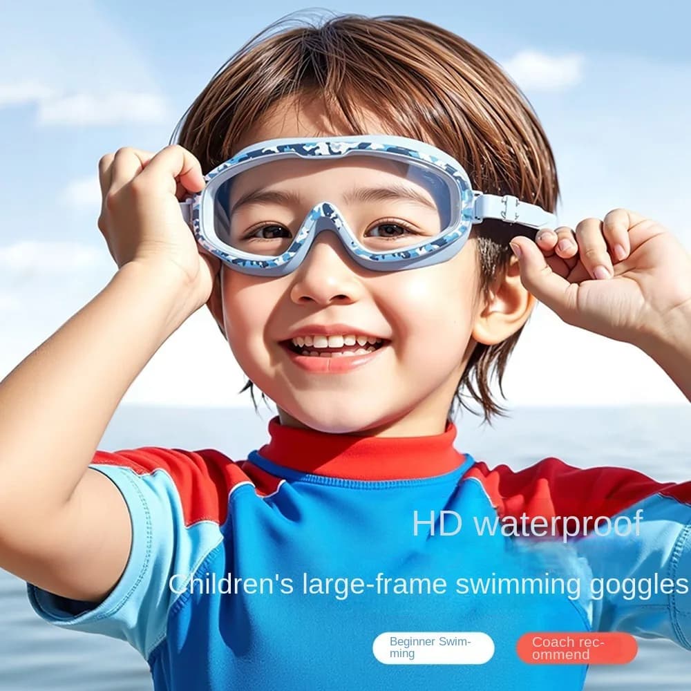 Occhialini da Nuoto per Bambini con Montatura Grande, Lenti in PC Antiappannamento, Ampia Visuale, Colori Vivaci, Set di Occhialini da Immersione per Bambini