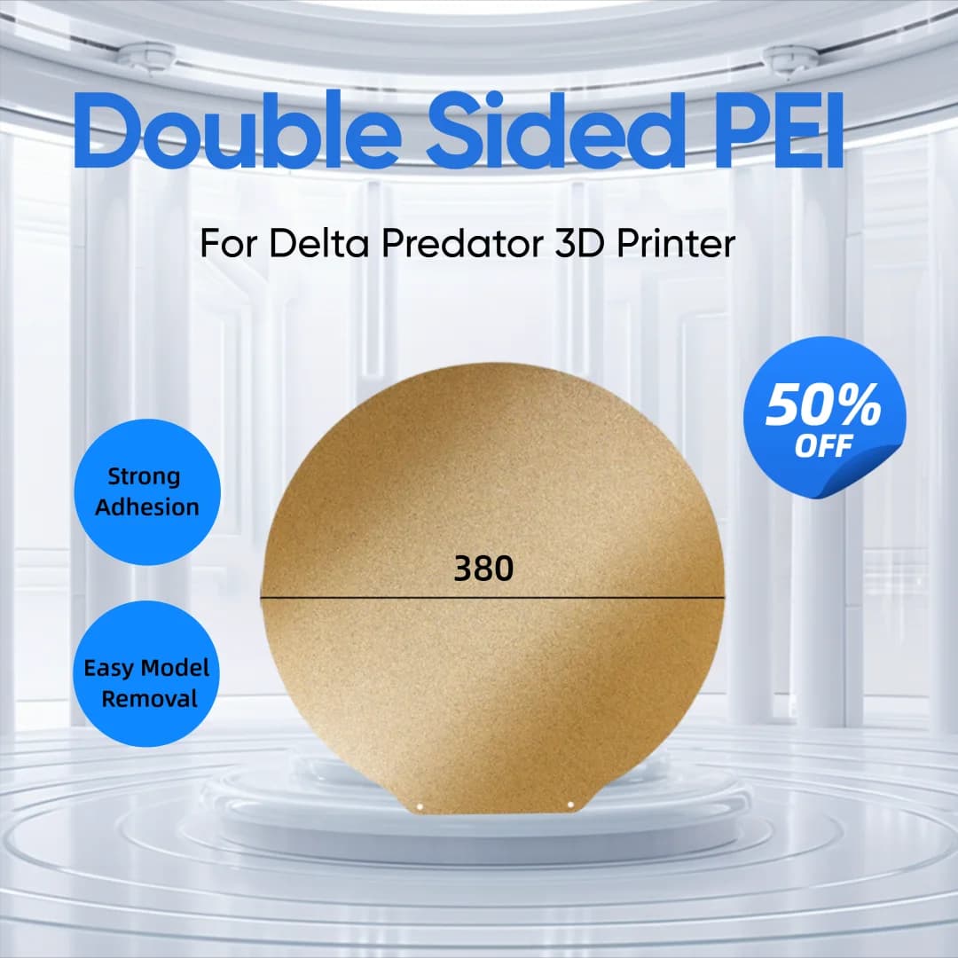 Delta Predator PEI Construction Plate Diameter 380mm Double Side Structured PEI Spring Steel Lamiera Bed Warmed Dia270/390mm Flsun T1 Pro V400