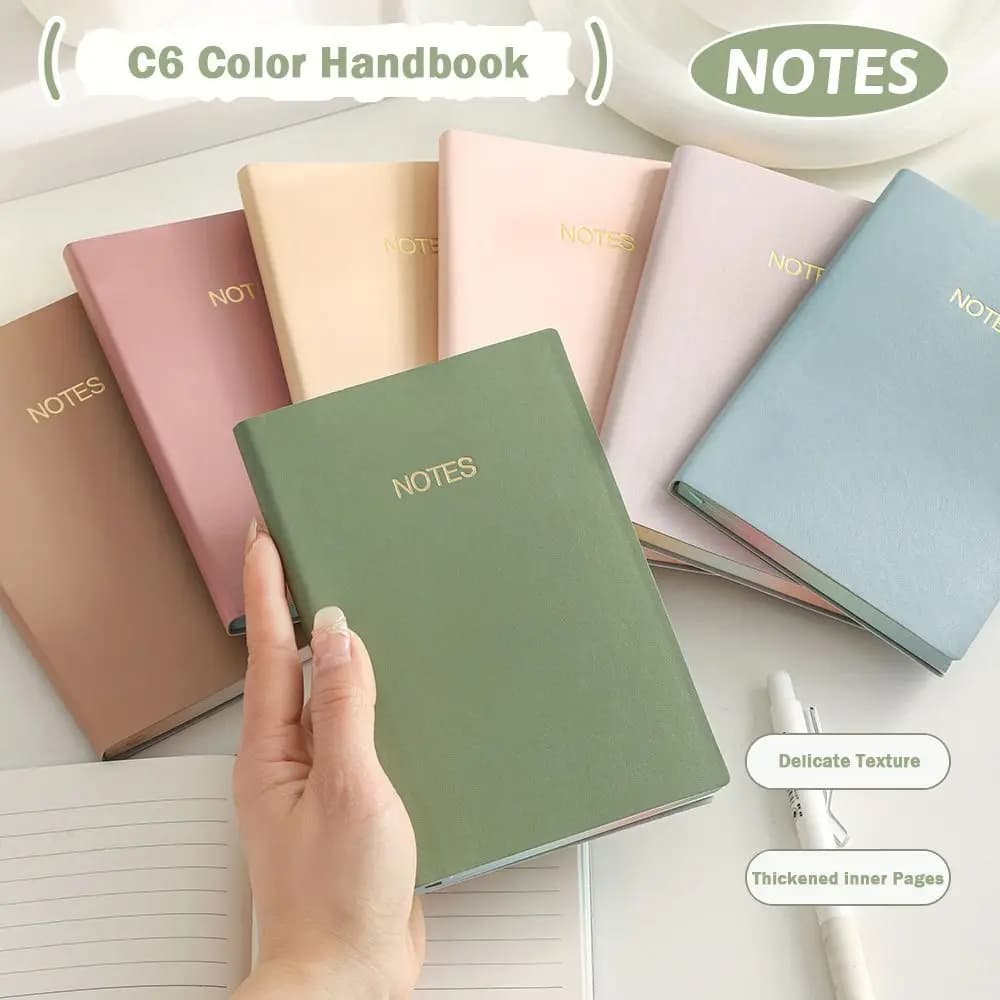 Trendy 160 Pages Student Notebook Portable PU Leather Journal for Writing 4.13x6.22in Thickened Business Notebook” For Office