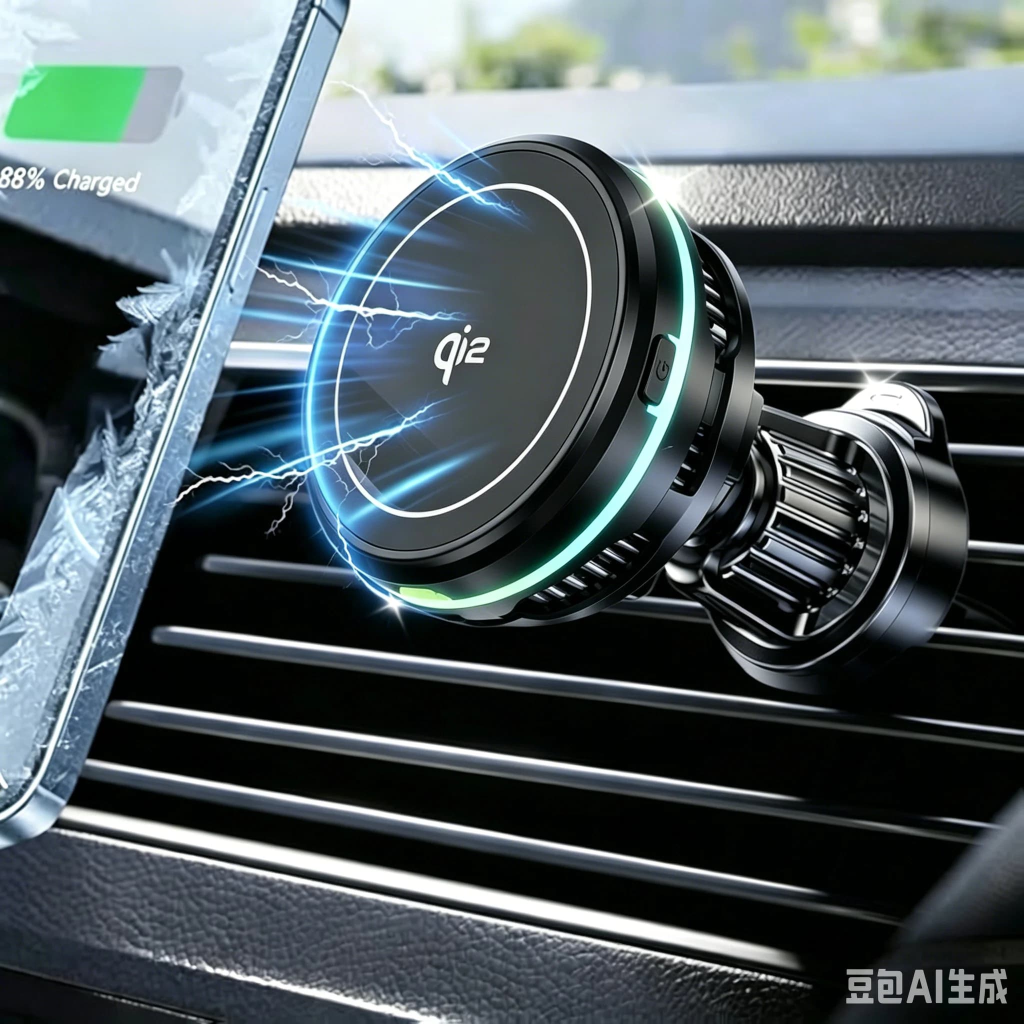 Ice Cooling Magnetic Wireless Car Charger Fast Charging Station for iPhone 17 16 15 14 13 Pro Max MacSafe Car Phone Holder Stand