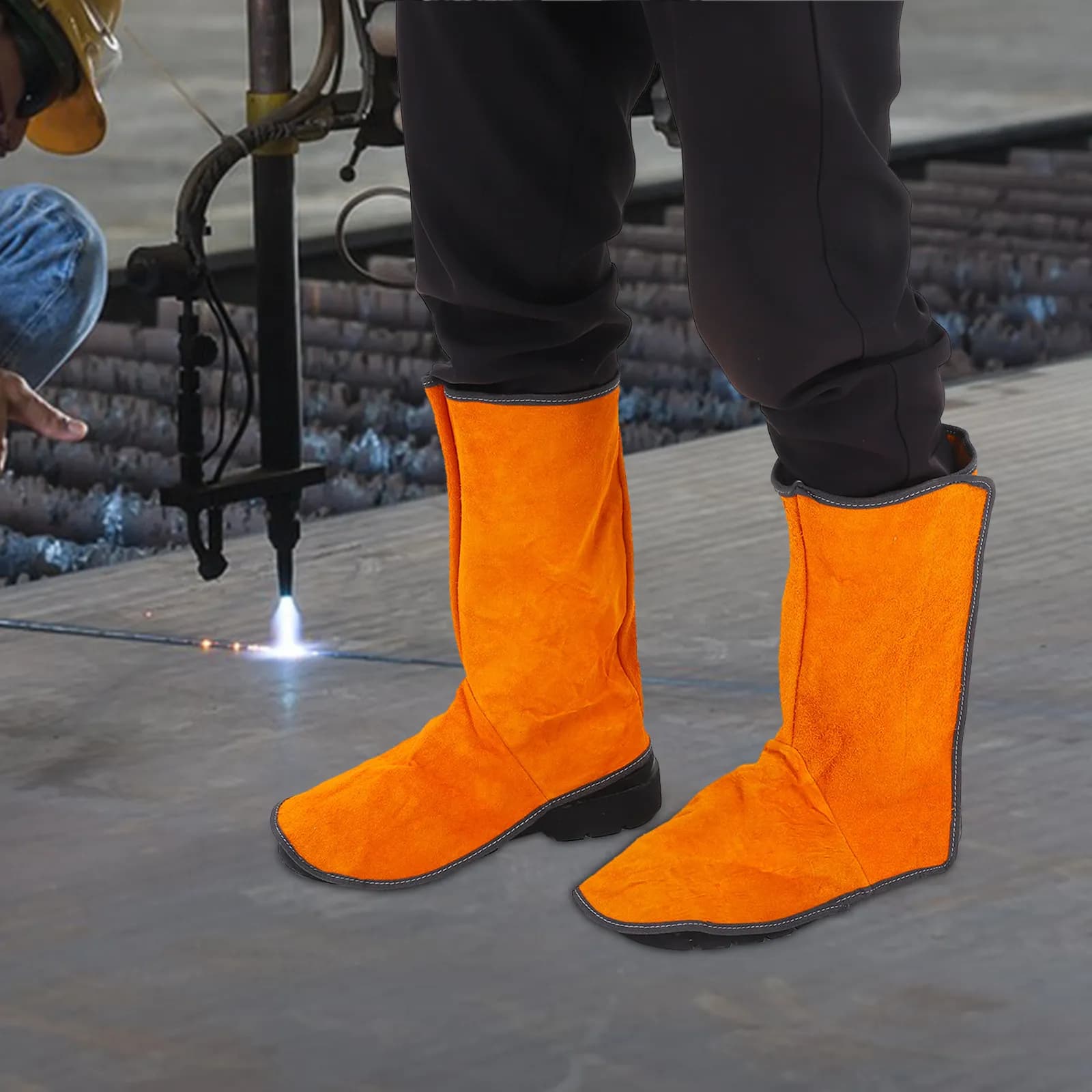 2 Pezzi Copriscarpe per Saldatura Resistenti alle Fiamme, Protezioni per Stivali da Saldatore Leggere e Traspiranti