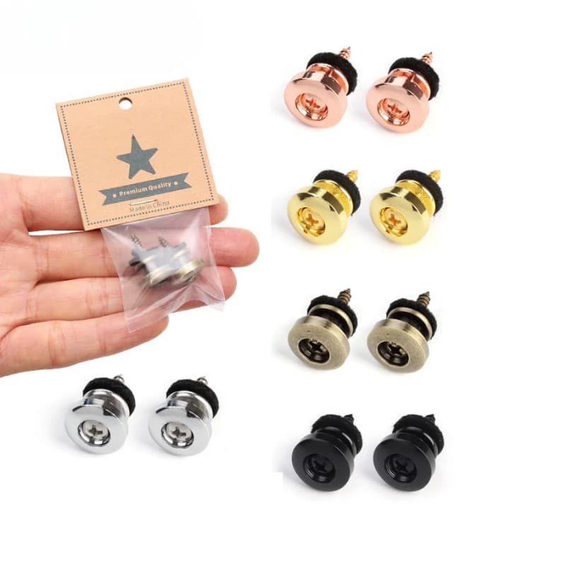 2 pezzi blocco cinturino per chitarra bottone in metallo antiscivolo coda chiodo Straplock Guitarra per chitarra elettrica acustica basso Ukulele Lock Strap
