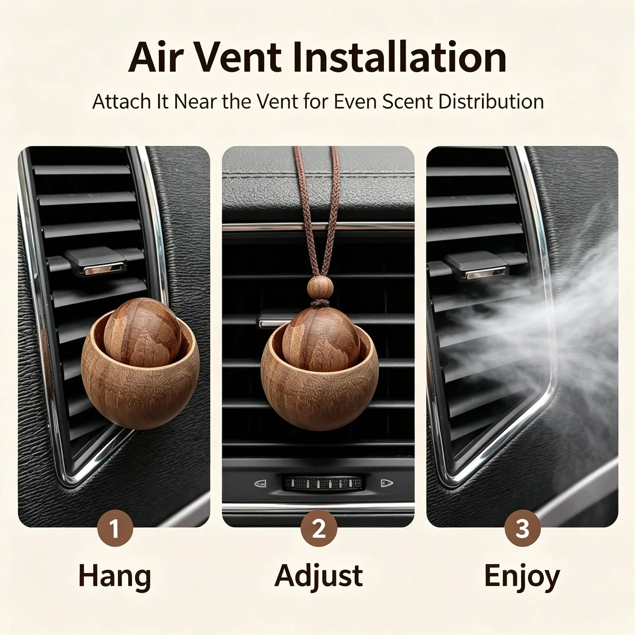 1/3pcs Wooden Car & Home Essential Oil Diffuser Mini Cute Natural Fragrance Diffuser Suitable for Bedroom Living Room Auto Deco