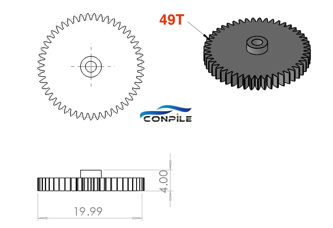 Ingranaggio 2 pezzi 49T per registratore a cassetta Grundig CF 5500