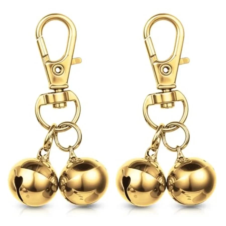 2 pezzi Be for Dog Collari Mini Collare per cani Campana Ciondolo per animali domestici Accessori Collare per campana per addestramento per cani Collari per addestramento in oro Fascino per