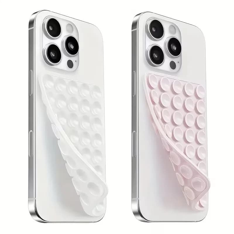 2-Pack Silicone Suction Phone Holder – Adjustable Angle, for Shower, Gym, Yoga, Makeup & Watching