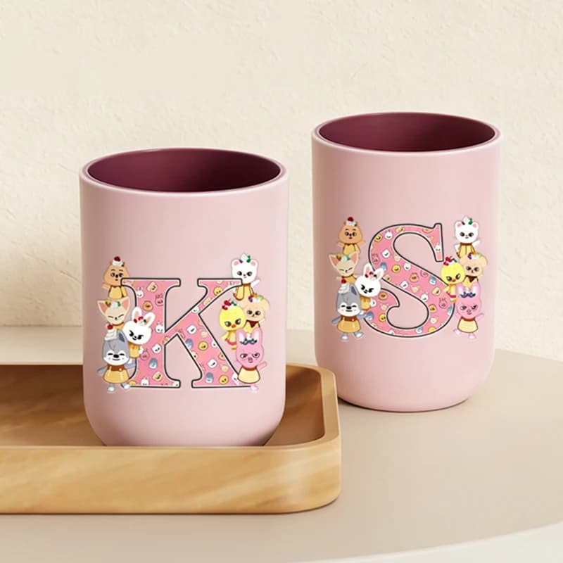 Cartoon skzoo Bambini Spazzolino Tazza carino Lettera AZ Ragazza Risciacquo Tazze bambini Bocca Risciacquo Tazze casa Bagno Portaspazzolino ​