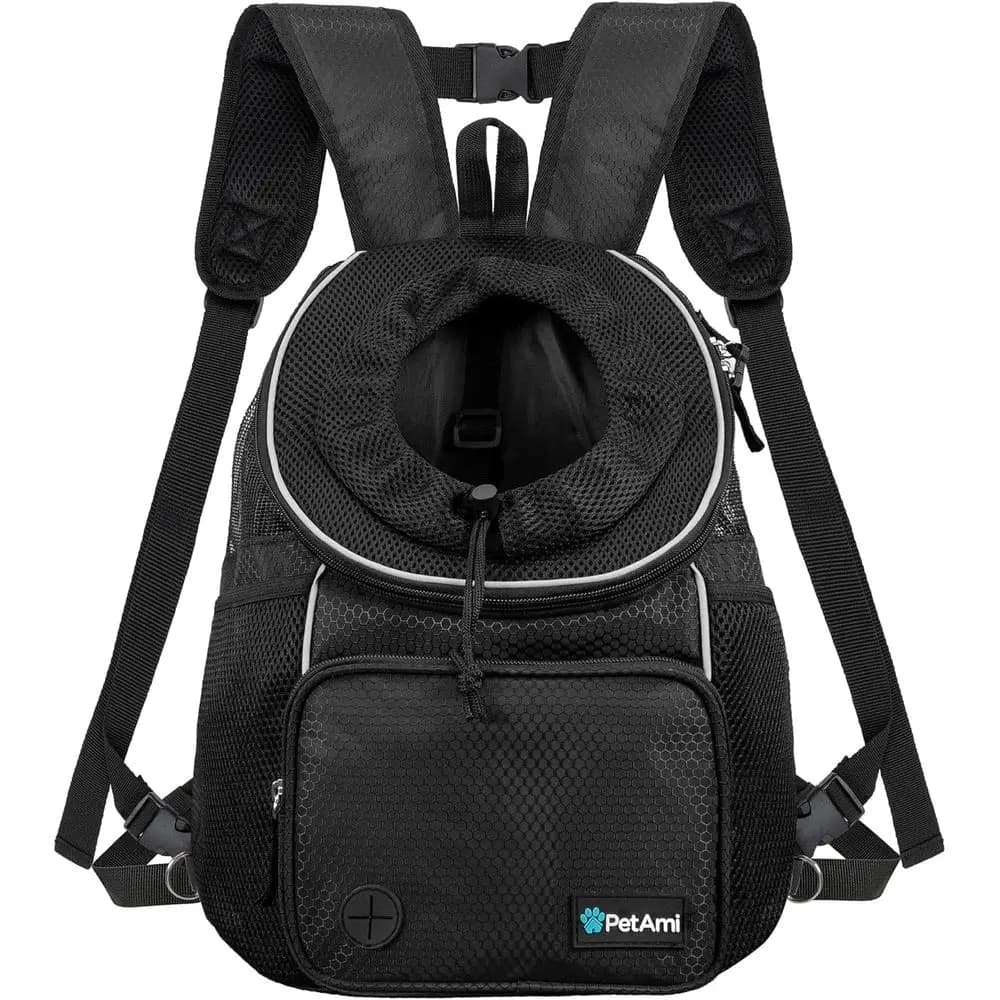 Zaino ventilato per il trasporto di cani e gatti, ideale per escursioni, campeggio e viaggi, fino a 4,5 kg, nero