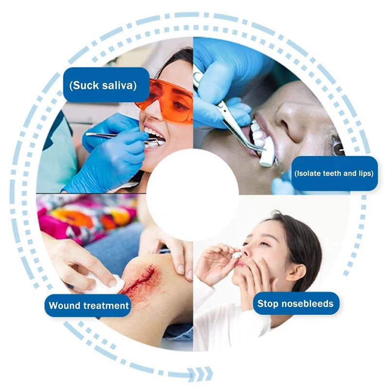 100% cotone dentale rotolo di cotone monouso materiale per dentista prodotto per lo sbiancamento dei denti forniture chirurgiche emostatiche altamente assorbenti
