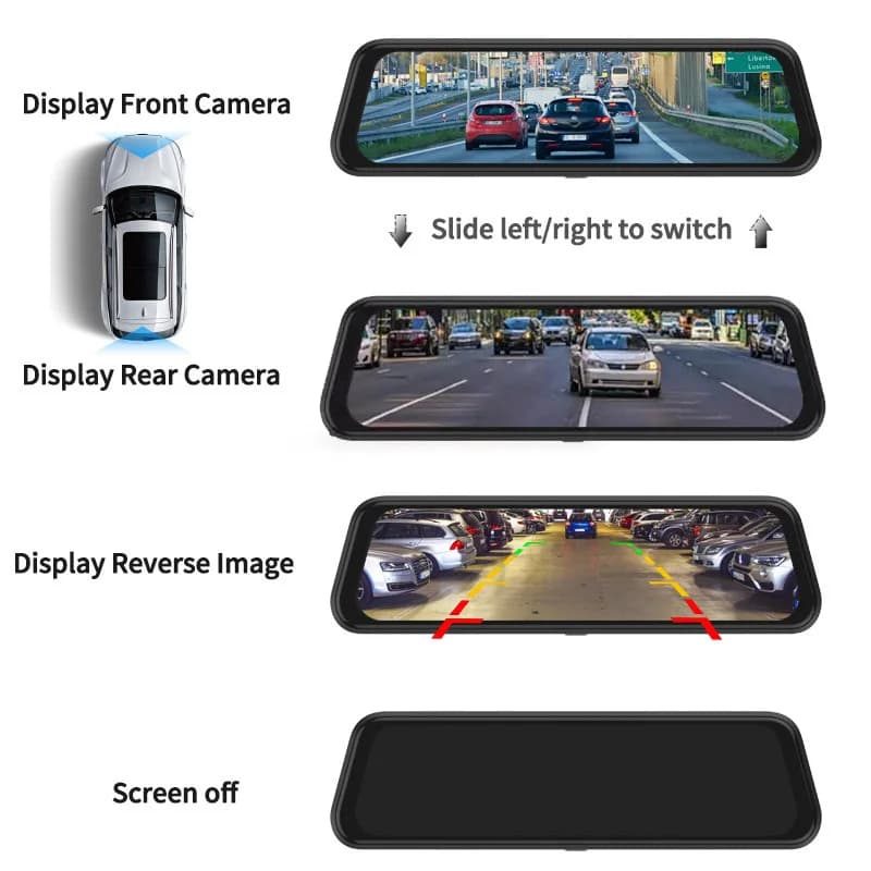 NEW 9.66'' 1080P Car Mirror Dash Cam Dual Lens Rear View Reverse DVR Dashcam with Night Vision for Cars