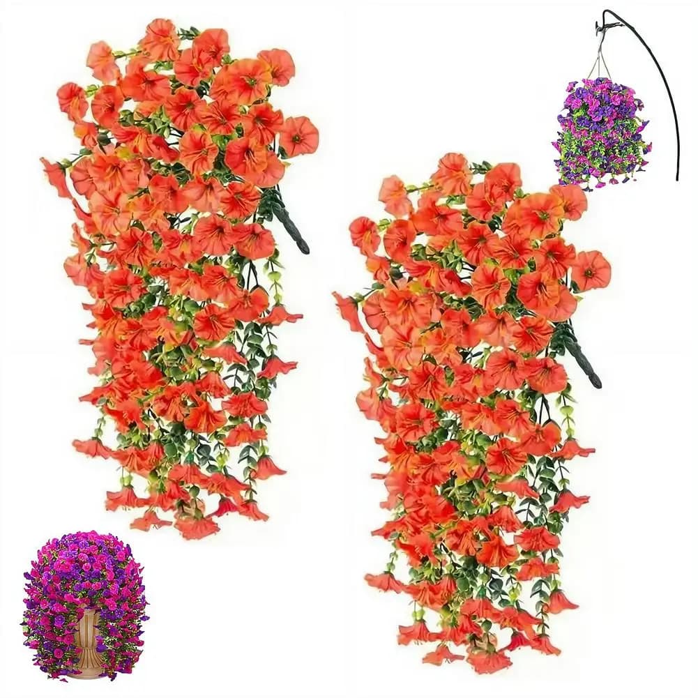 Artificial Morning Glory Wall Hanging Faux Violet Plants Hanging Flowers Simulated for Home, Garden, Weddings Versatile Outdoor