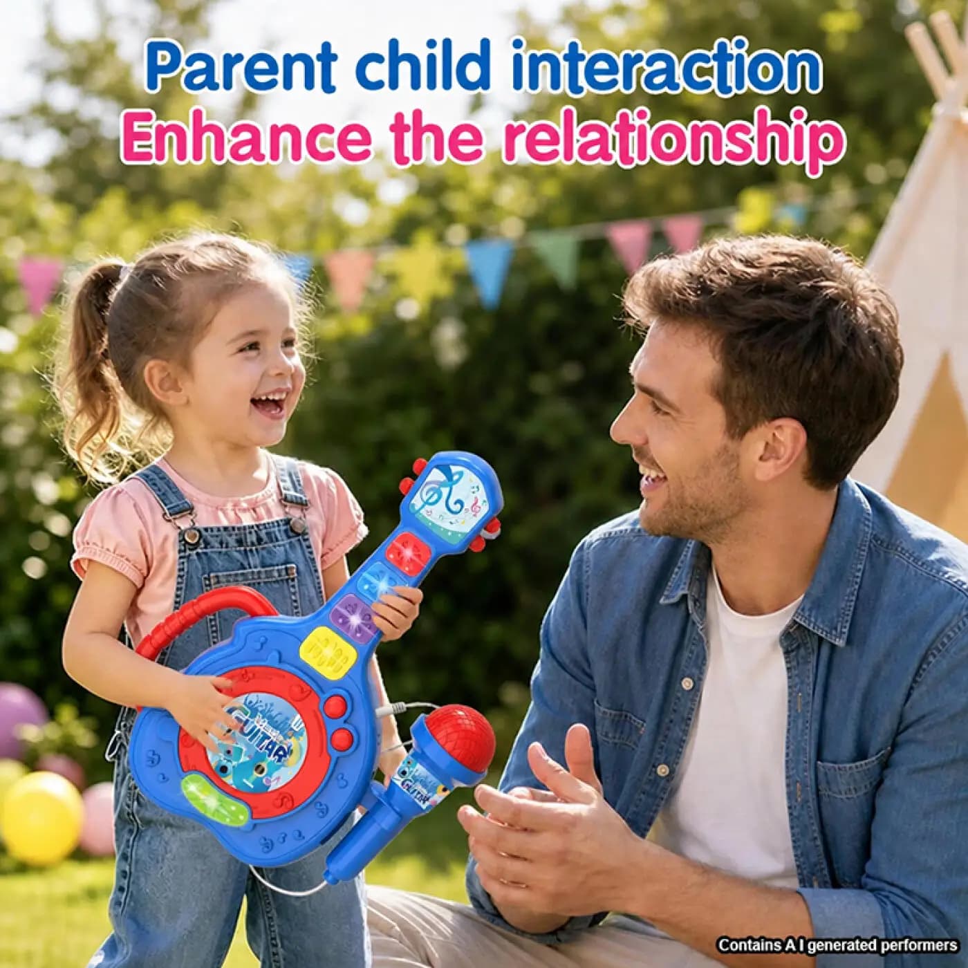 Musical Guitar Toy with Microphone Children's Karaoke Electronic Durable Party Karaoke Music Singing Toys Machine Performance