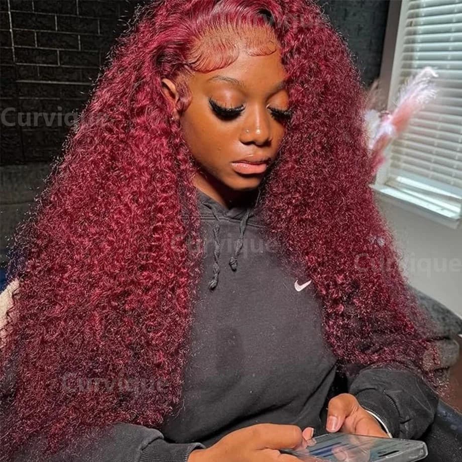 Burgundy 13x6 Hd Lace Frontal Human Hair Wig Deep Wave Wig 13x4 Colored Curly Water Wave Lace Front Wig Brazilian Wigs On Sale