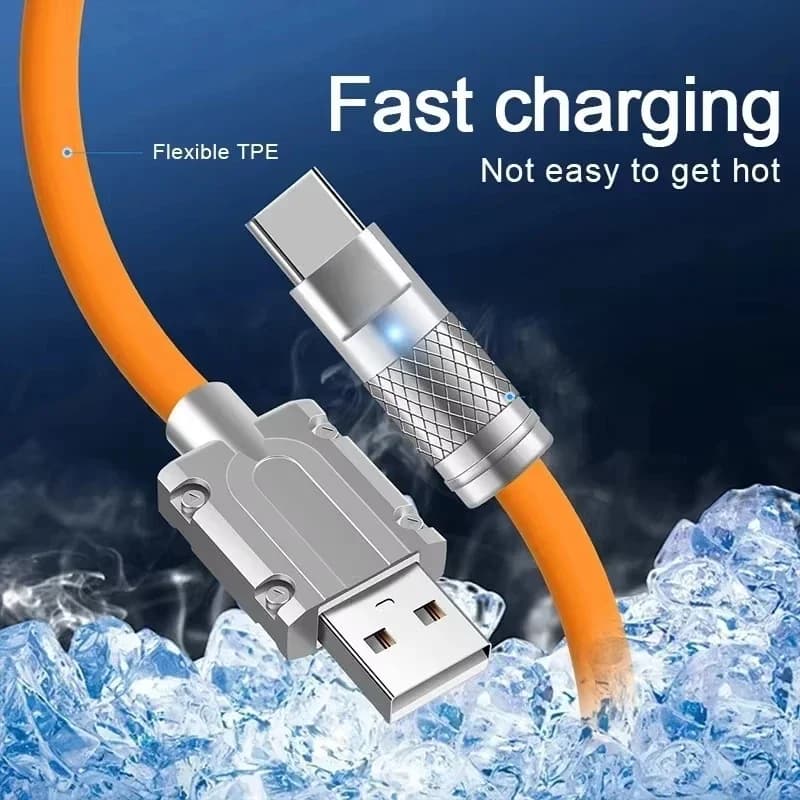 1/3Pcs 1M USB to Type C Charging Cable 120W Super Fast Charging Liquid Silicone Wire Soft Flexible Wear Resistant Stable Current