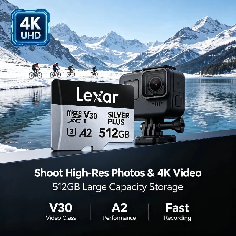 256GB Micro SD Card for Handheld Gaming, Lexar Silver Plus TF Card A2, 205MB/s Read V30 U3 4K for 3A Gameplay