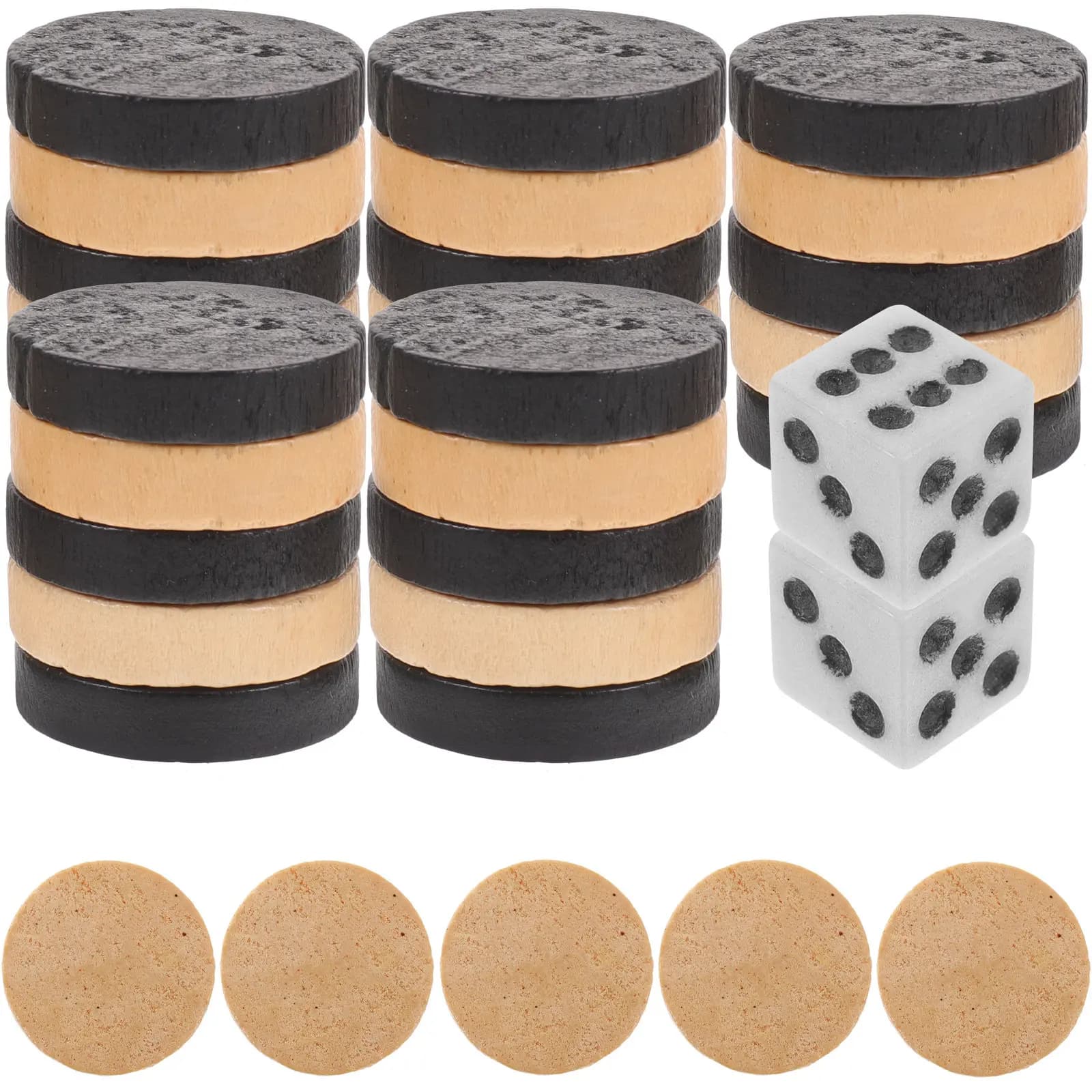 Set di Pezzi in Legno per Dama e Backgammon, Superficie Liscia, Accessori Robusti per Giochi da Tavolo