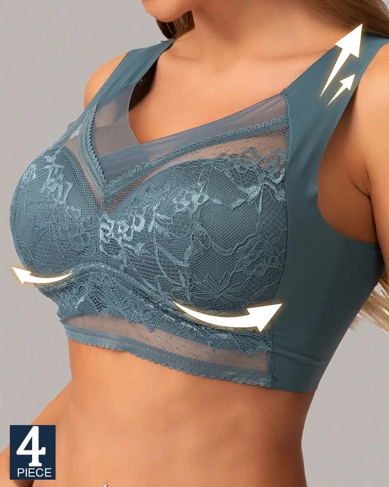 Set of 4 women's seamless bras strong size - Bralette push-up without ferret with lace, sexy sports lingerie, comfortable underwear