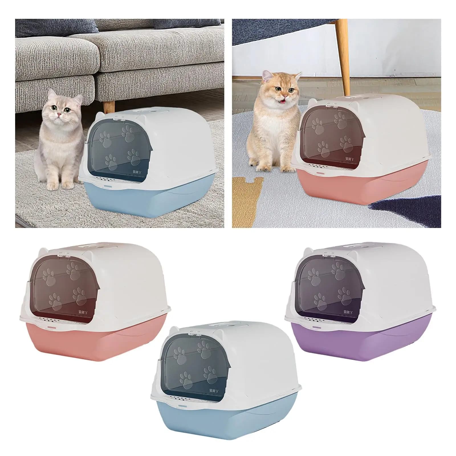 Lettiera per Gatti con Coperchio e Sportello Frontale, Grande Toilette per Gatti Riutilizzabile, Accessori per Animali Domestici