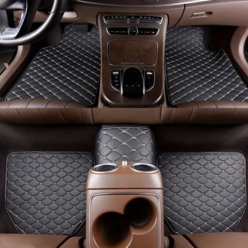 Tappetini Auto Rinforzati in 5 Pezzi, Protezione Impermeabile in Pelle PU, Tappeto Universale alla Moda per Tutte le Stagioni