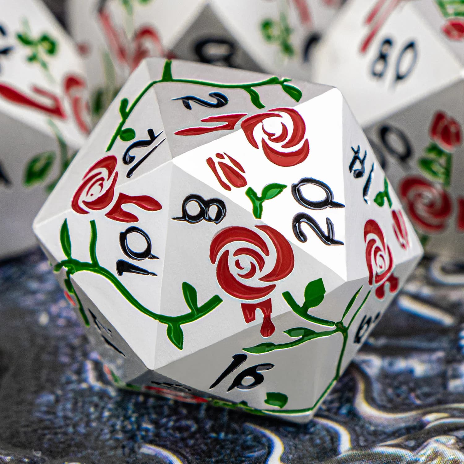 Set di Dadi Metallici Vampire Rose per D&D, Dadi Poliedrici D20 per Dungeons and Dragons, Set da 7 Pezzi per Giochi da Tavolo