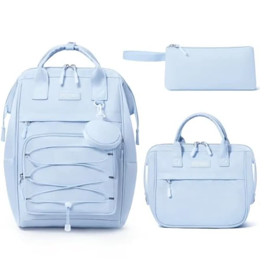 Zaino per ragazze scolastiche, set di 4 zaini impermeabili con borsa per il pranzo, astuccio e custodia per auricolari, set di zaini scolastici leggeri.