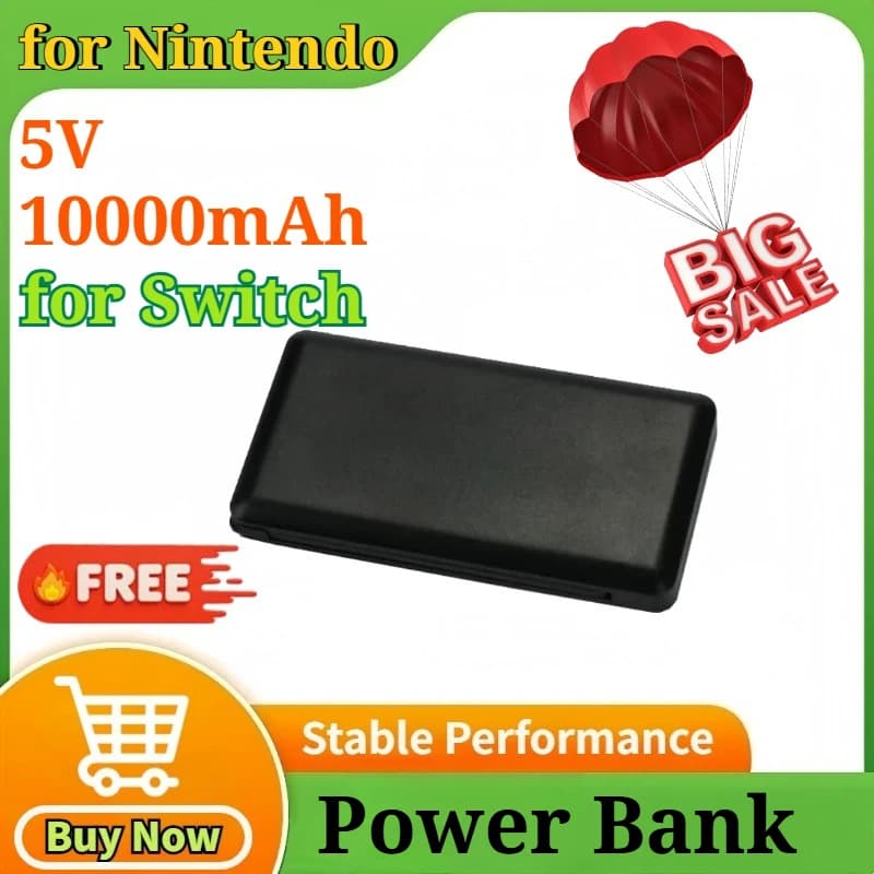 Power Bank Portatile da 5V 10000mAh con Clip Posteriore Compatibile con Nintendo Switch, Custodia Batteria a Ricarica Rapida USB Type-C