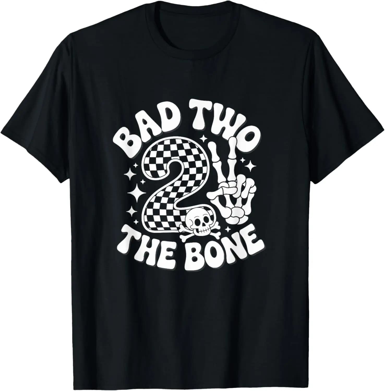 Bad Two The Bone 2Nd Birthday Skeleton Vintage Toddler Biker T-Shirt Summer Short-Sleeved Breathable Sweat-Wicking Versatile
