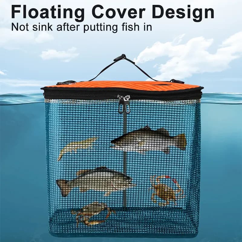 WEIHE pieghevole galleggiante cestino per pesci rete da pesca portatile pieghevole borsa da pesca in rete secchiello per riporre i pesci pesca